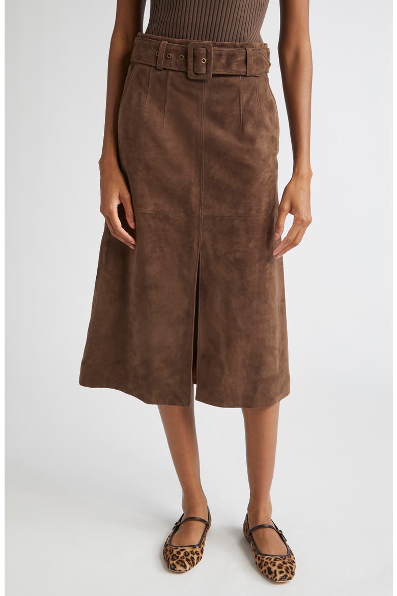 Alexie Suede Skirt, Main, color, ESPRESSO