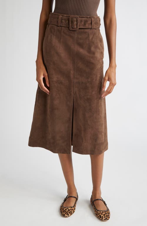 Veronica Beard Alexie Suede Midi Skirt In Brown