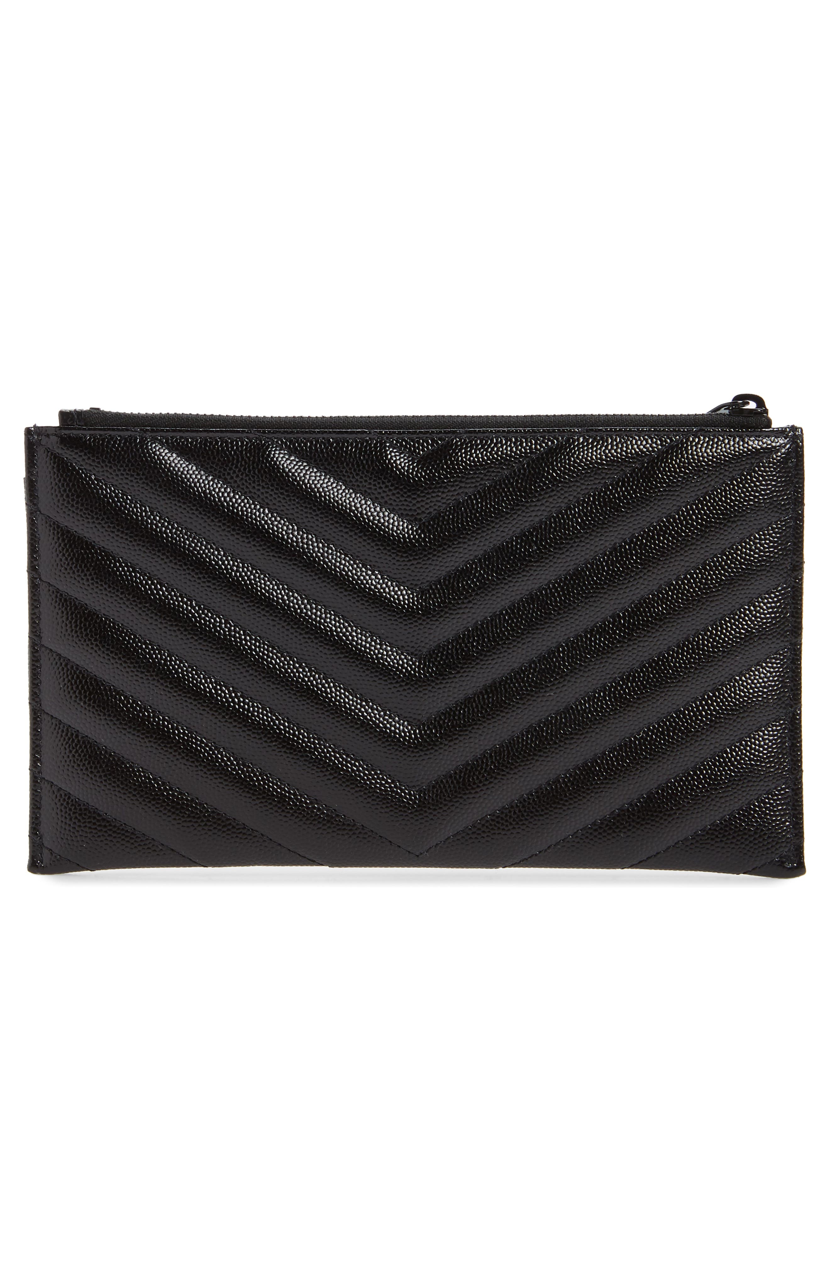 Saint Laurent Monogramme Quilted Calfskin Zip Pouch, Alternate, color, 