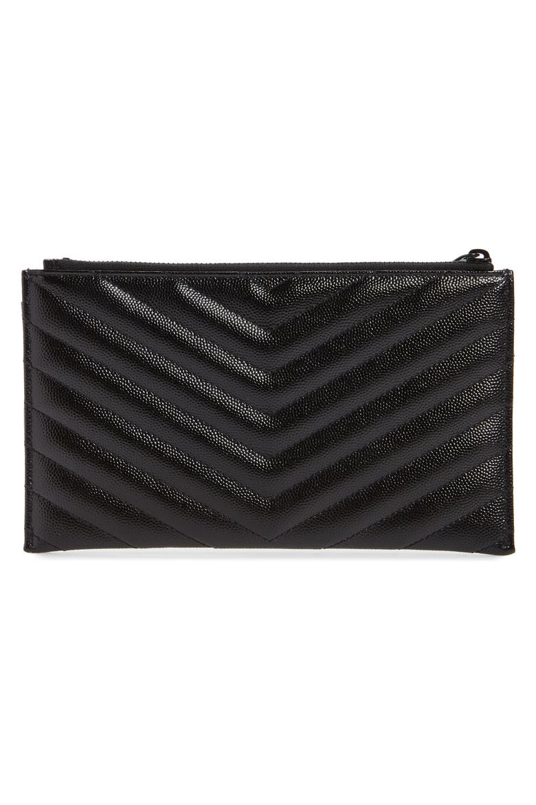 Monogramme Quilted Calfskin Zip Pouch, Alternate, color, NOIR