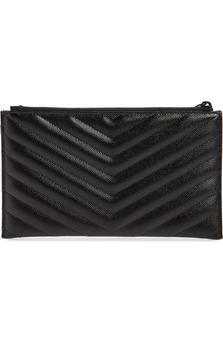 Saint Laurent Monogramme Quilted Calfskin Zip Pouch, Alternate, color,