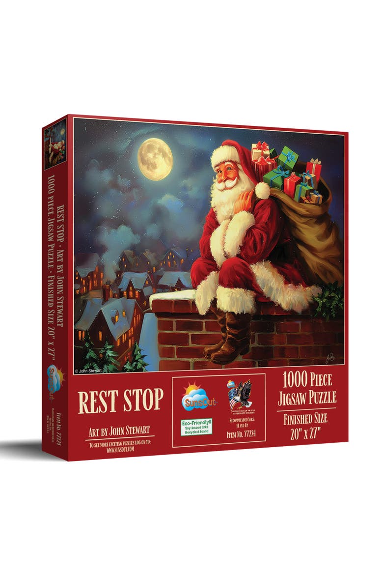 Rest Stop Santa 1000 piece Jigsaw Puzzle for Adults, Main, color, Multicolor