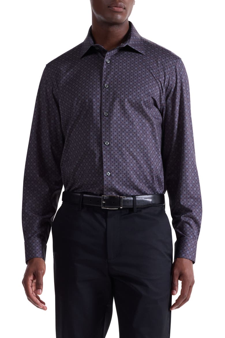 James OoohCotton® Print Button-Up Shirt, Main, color, ANTHRACITE