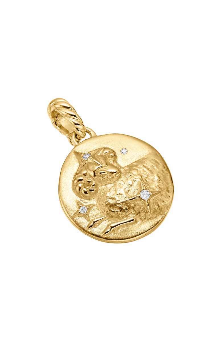 David Yurman Zodiac Amulet in 18K Yellow Gold with Pavé Diamonds, 18.9mm, Main, color, Yellow Gold-Aries