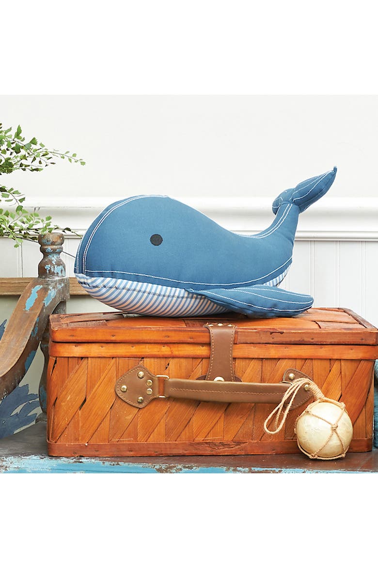 Blue Whale Cotton Blend Mini Accent Pillow 8" x 16", Alternate, color, Blue