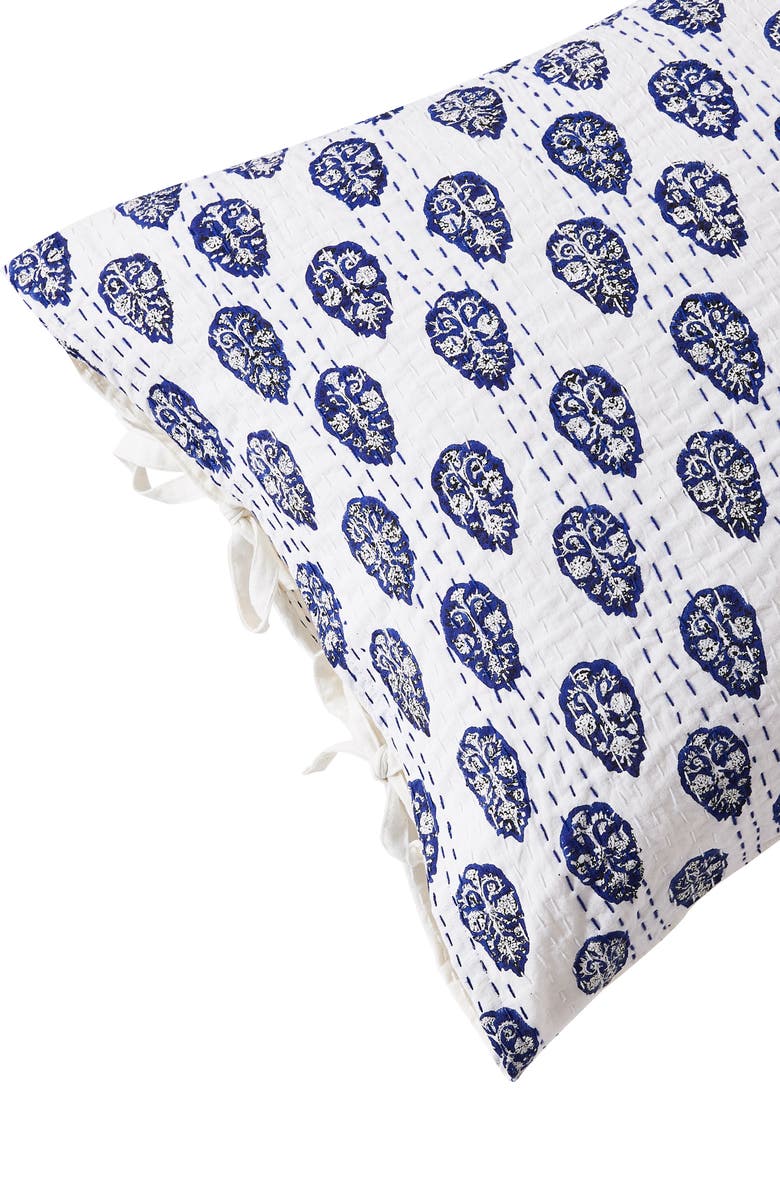 MELANGE HOME Floral Paisley 2-Pack Cotton Pick Stitch Shams, Alternate, color, Indigo