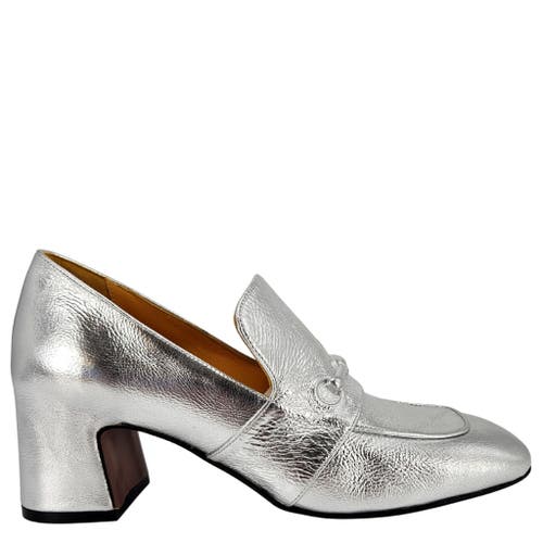 Madison Maison Hidden Horse Bit Heel Loafer In Silver