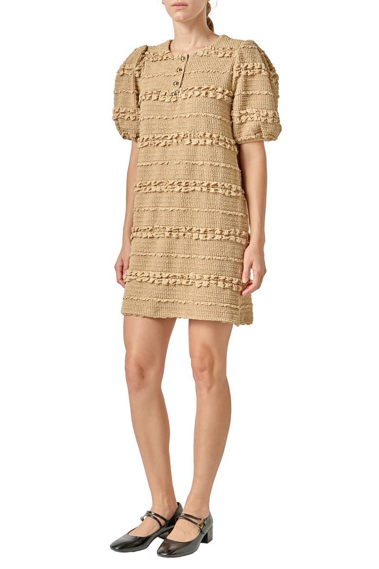 Smocked Minidress, Alternate, color, TAN