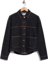 Habitual Curved Hem Denim Shirt Jacket