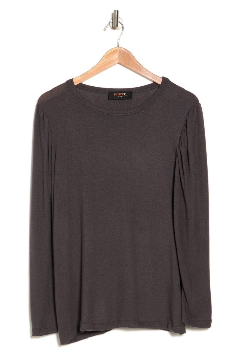 Renee C Long Sleeve Puff Shoulder Top, Alternate, color, Dark Cement