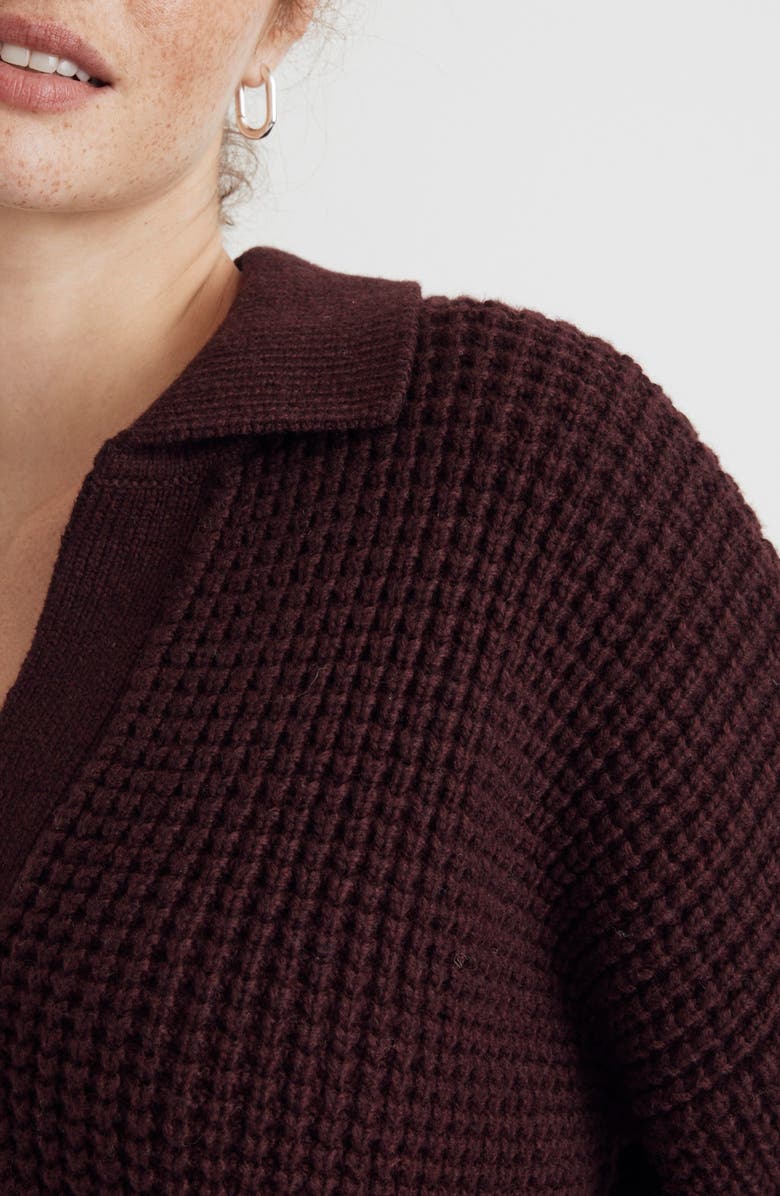 Madewell Waffle Knit Henley Sweater, Alternate, color, Heather Currant