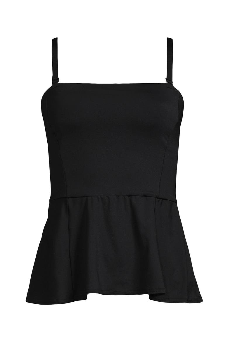 Sculpting Waveshaper Peplum Swim Tankini Top, Alternate, color, Black