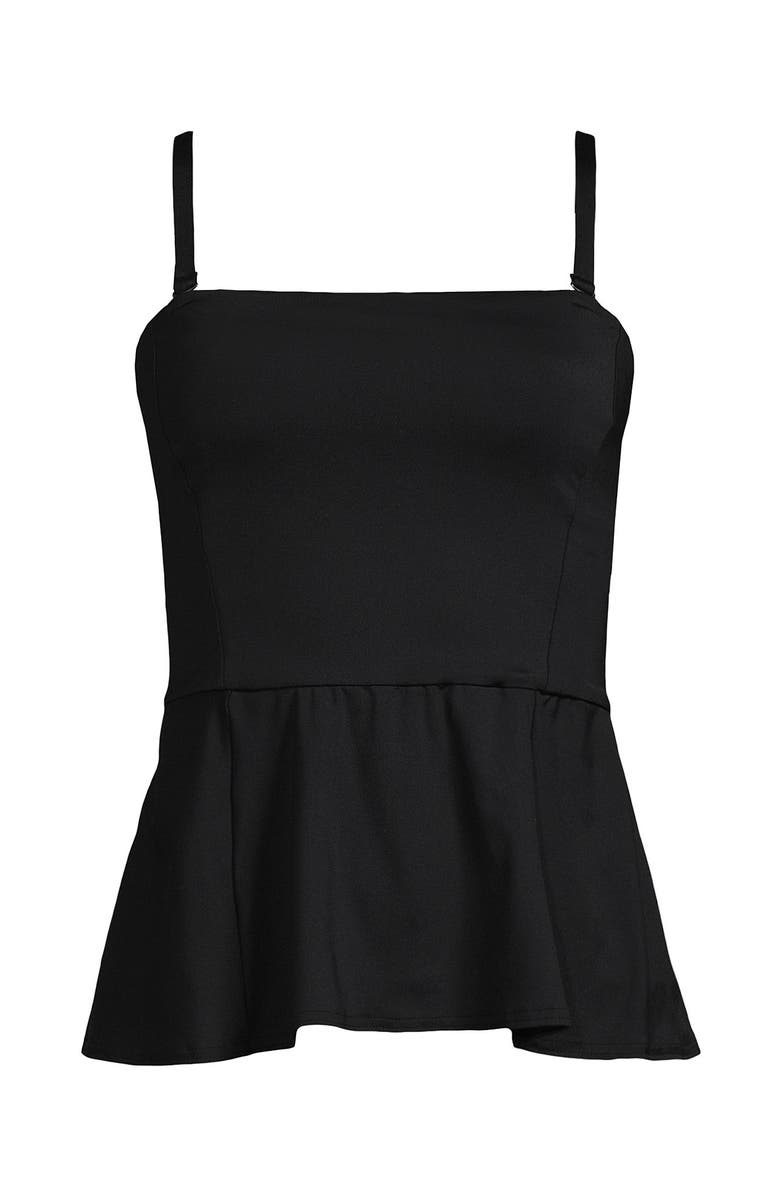 Lands' End Sculpting Waveshaper Peplum Swim Tankini Top, Alternate, color, Black