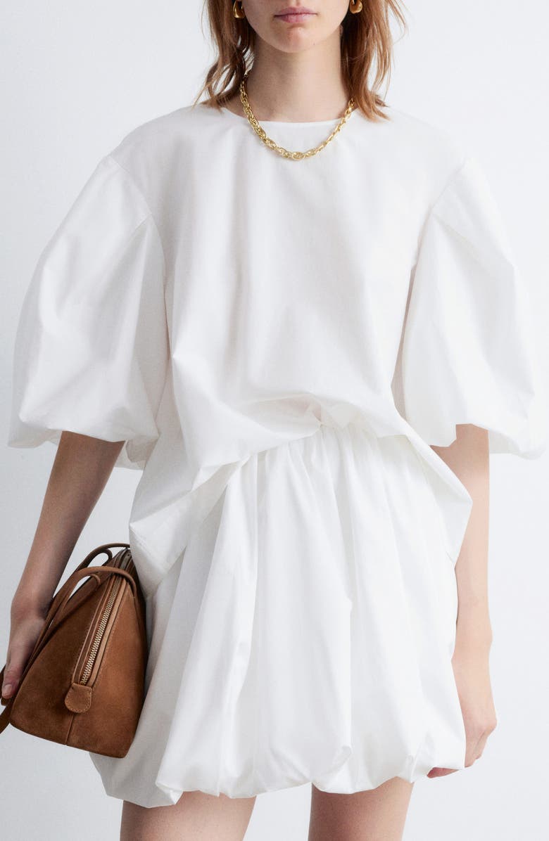 & Other Stories Puff Sleeve Cotton Top, Main, color, White Light