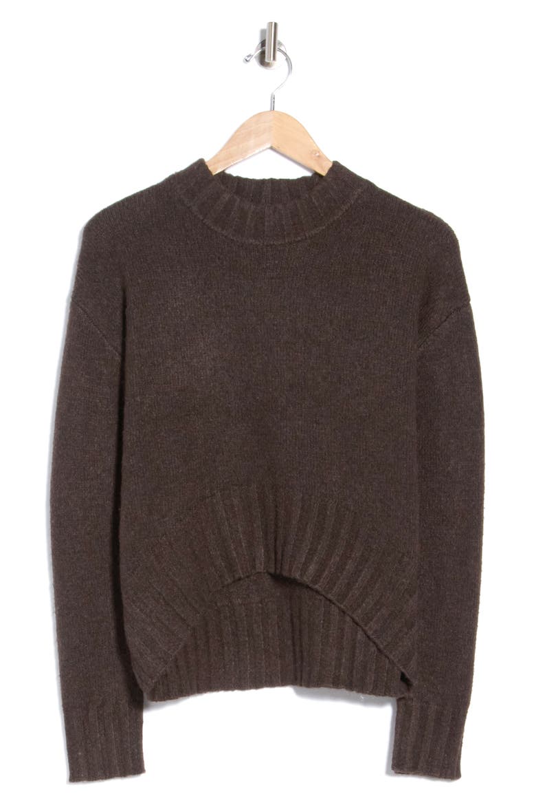 Homespun Lightweight High-Low Sweater, Alternate, color, DARK CHOCOLATE