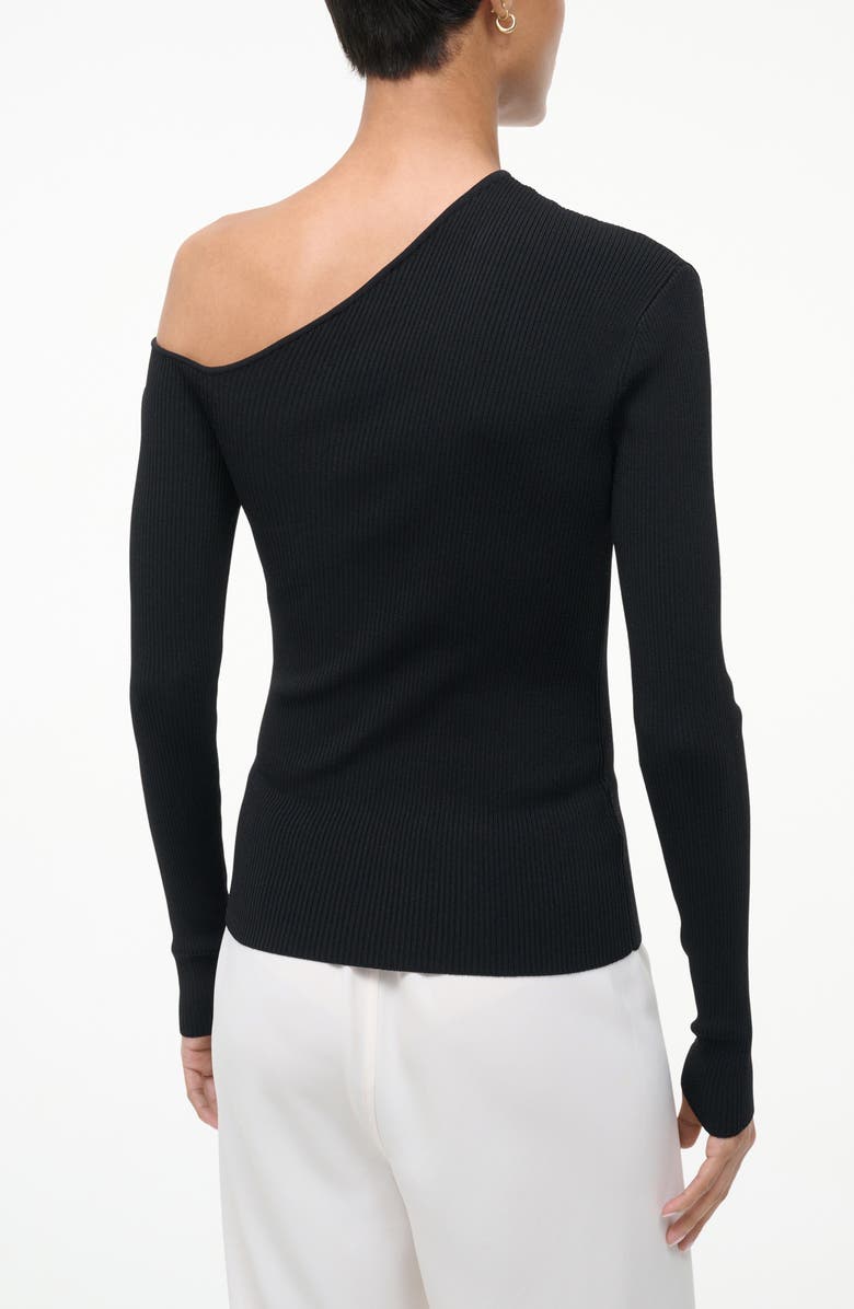 STAUD Lois One Shoulder Rib Top, Alternate, color, Black