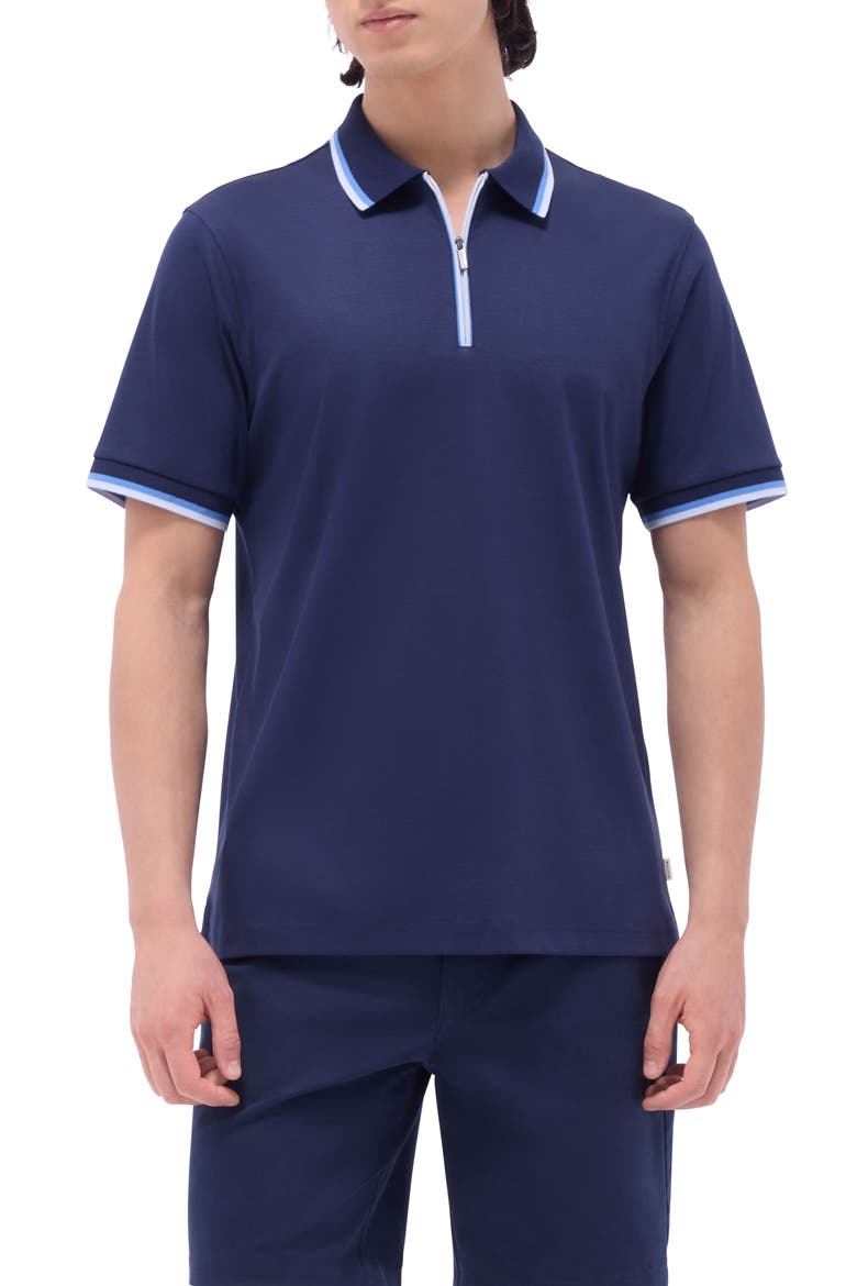 Tipped Quarter Zip Polo, Main, color, NAVY