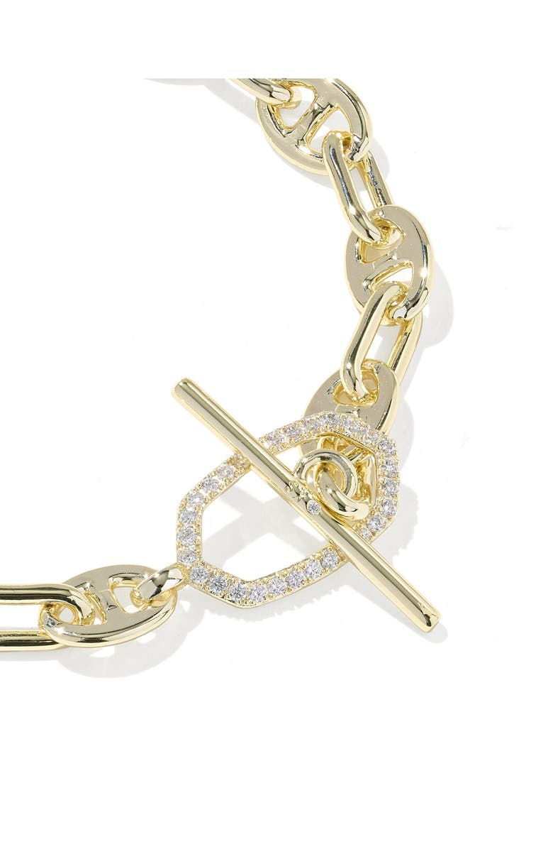 Kendra Scott Elaina Toggle Chain Bracelet, Alternate, color, Gold White Cubic Zirconia