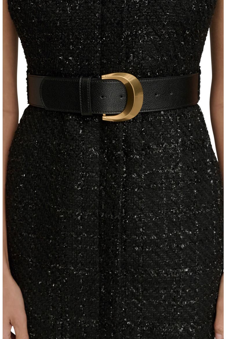 Tweed Sheath Midi Dress, Alternate, color, BLACK