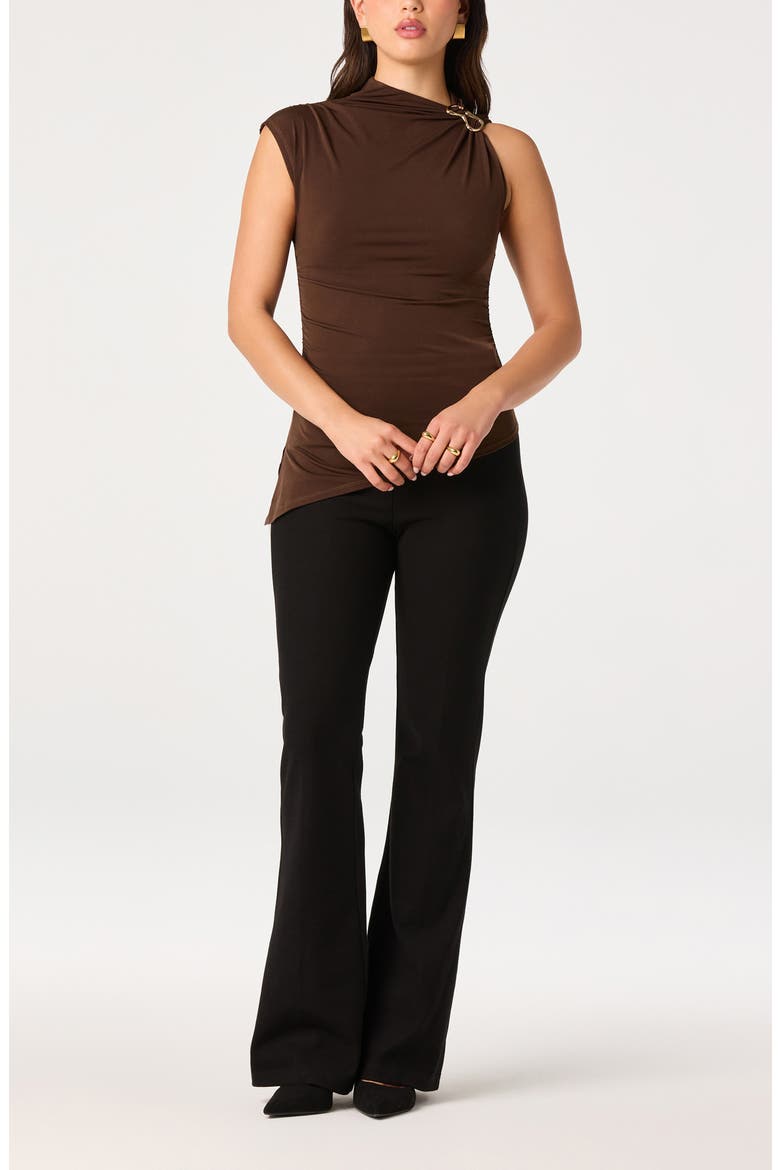 Mindy Ring Detail Ruched Tank, Alternate, color, BROWN