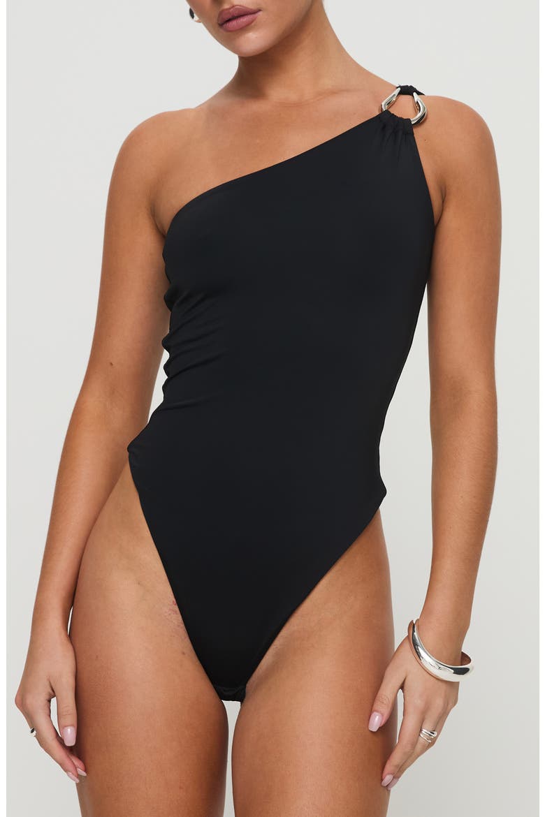 Talija One-Shoulder Bodysuit, Alternate, color, BLACK