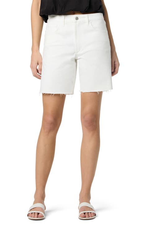 Easy Raw Hem Denim Bermuda Shorts