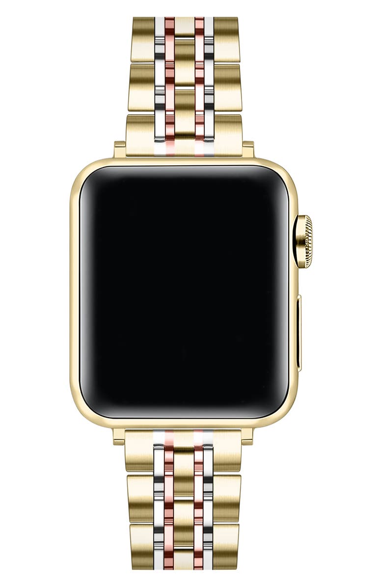 The Posh Tech Rainey Tricolor Stainless Steel Apple Watch<sup>®</sup> Watchband, Alternate, color, Gold