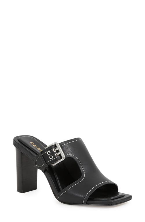 Reiss Black Leather Buckle Block-heel Sandals In Black