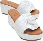 Forever & Always Shoes Syndra Bow Wedge Leather Sandal