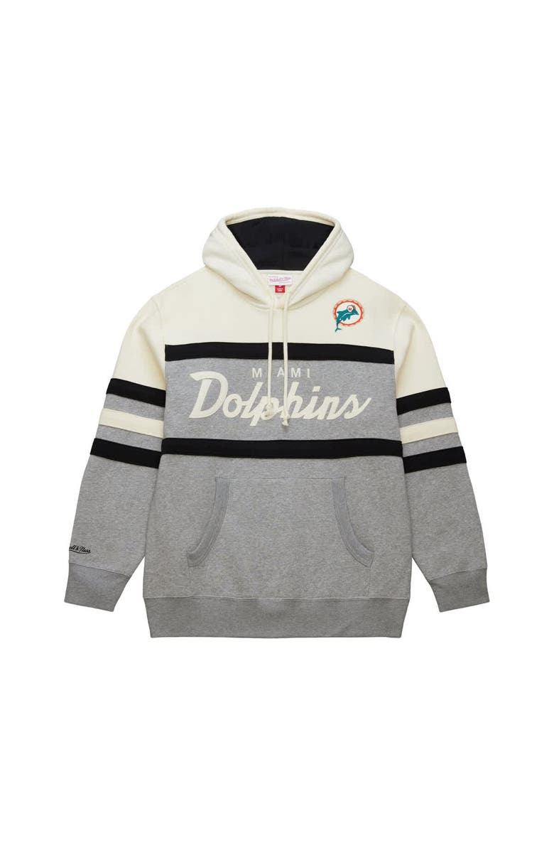 Mitchell & Ness Men's Mitchell & Ness  Heather Gray Miami Dolphins Head Coach Vintage Logo Pullover Hoodie, Alternate, color, 