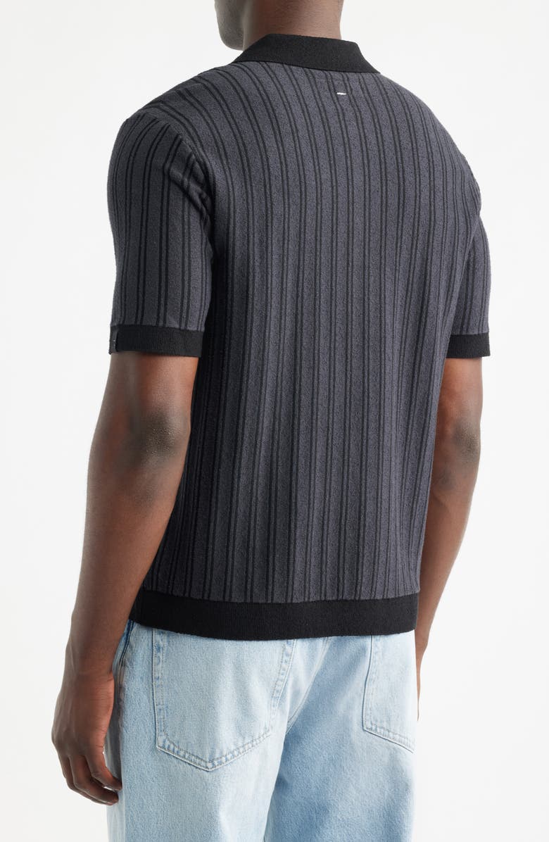 rag & bone Zuma Stripe Terry Cloth Polo, Alternate, color, Navy