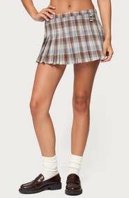EDIKTED Tracy Plaid Pleated Miniskirt