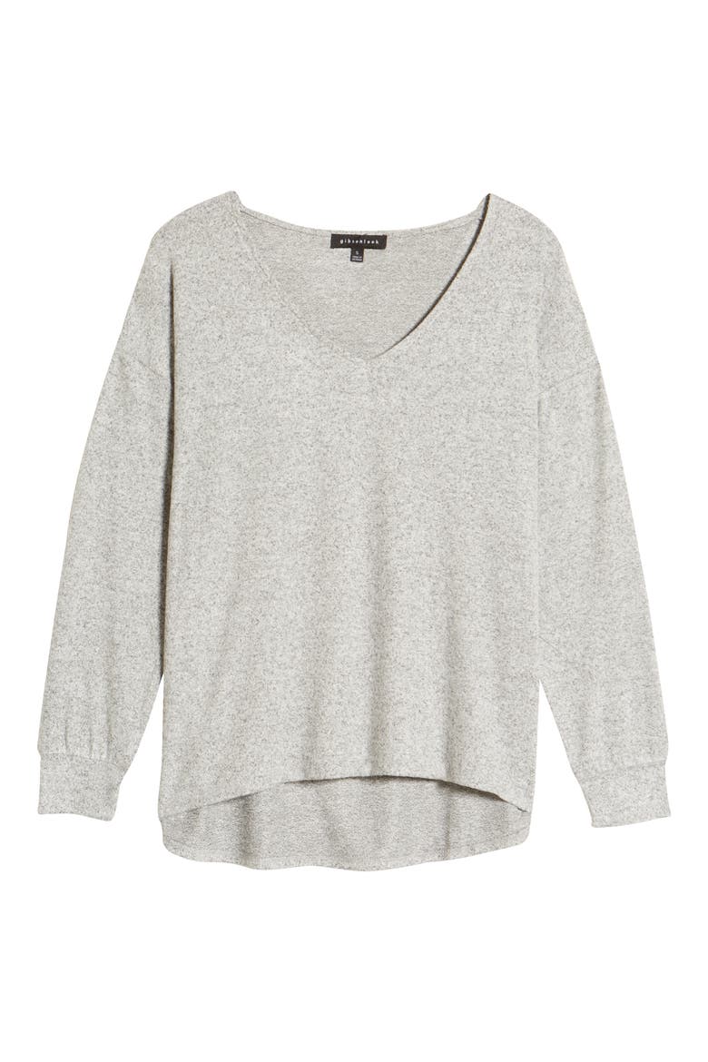 V-Neck Fleece Top, Alternate, color, H GREY