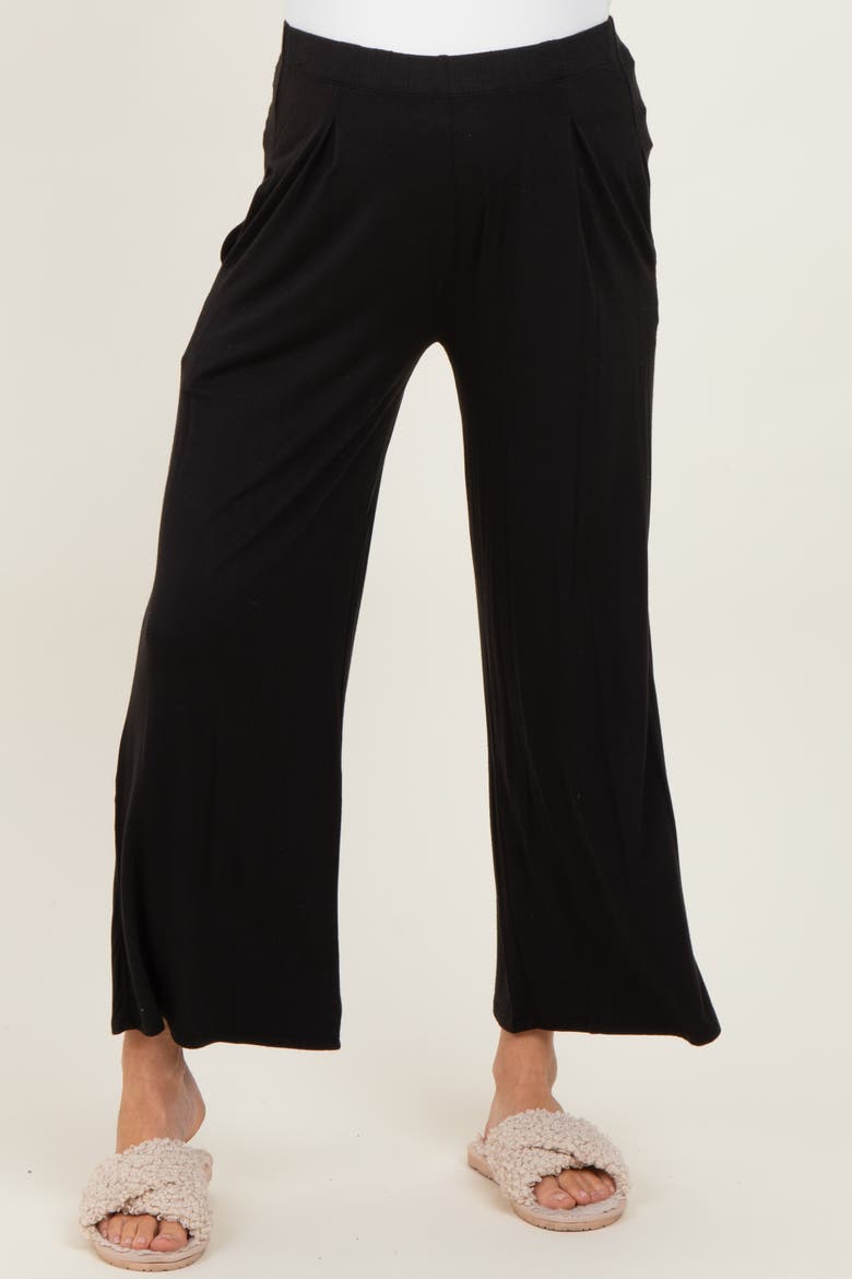 Wide Leg Ankle Lounge Pants, Alternate, color, Black