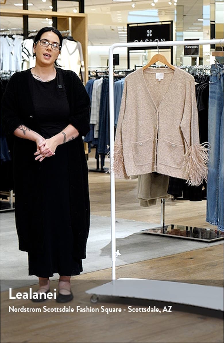 Dreama Marnie Feather Trim Cardigan, sales video thumbnail