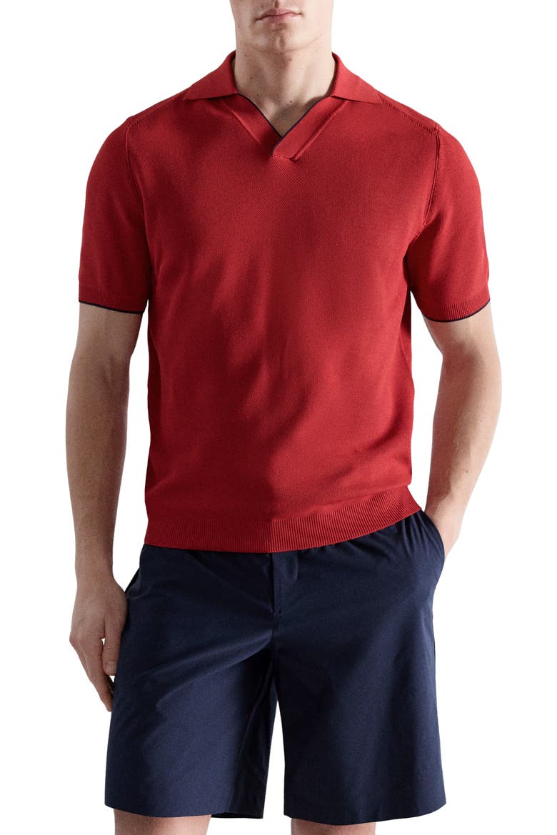Contrast Trim Piqué Polo, Main, color, RED