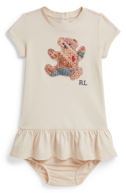 Patchwork Bear Jersey Dress & Bloomers Set