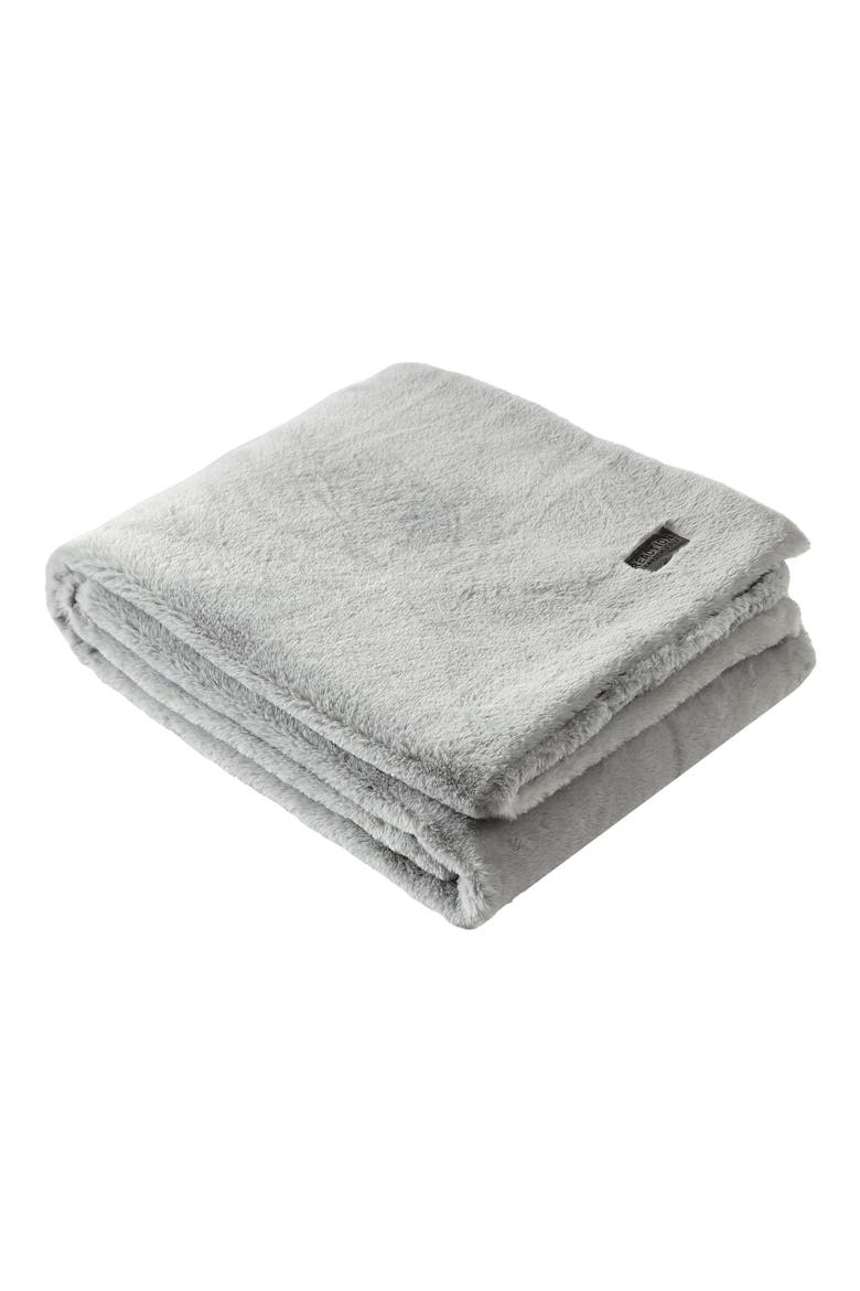 Faux Fur Reversible Throw, Main, color, GREY