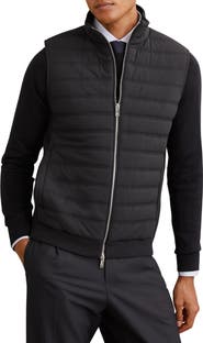 Reiss Newford Mixed Media Quilted Vest