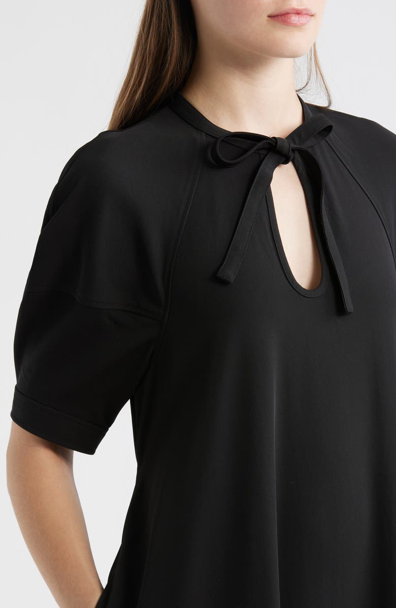 COS Tie Neck Midi Dress, Alternate, color, Black Dark