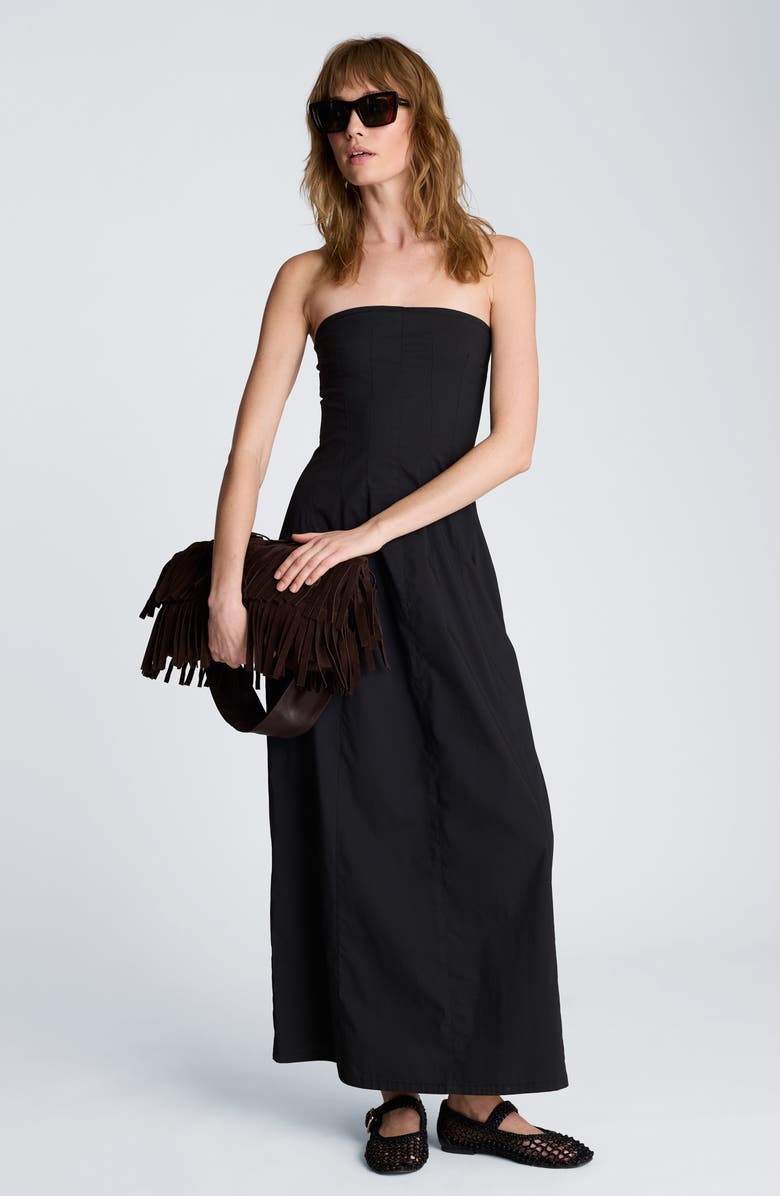 Kenneth Cole Strapless Stretch Poplin Maxi Dress, Alternate, color, Black