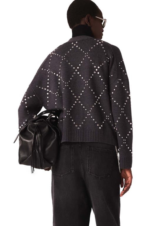 Maje Rhinestone Check Cardigan In Brown