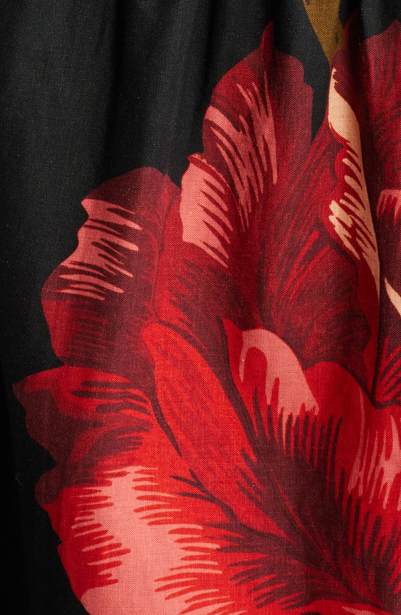 FARM Rio Rosalia Placed Rose Strapless Dress, Alternate, color, Black