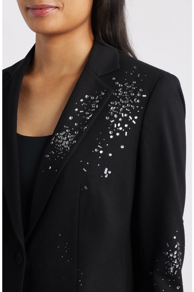 Embellished One-Button Blazer, Alternate, color, ANNE BLACK
