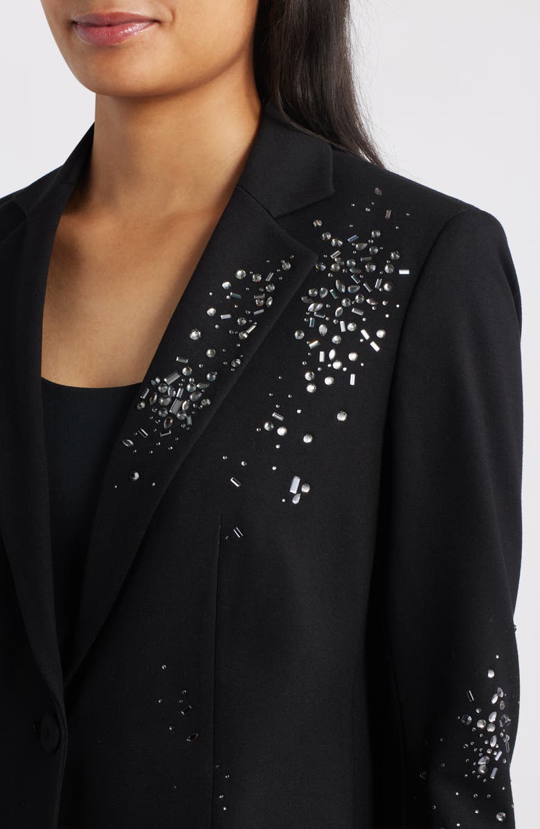 Anne Klein Embellished One-Button Blazer, Alternate, color, Anne Black