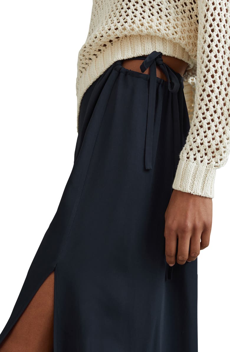 Reiss Esme Cutout Side Tie Midi Skirt, Alternate, color, Navy
