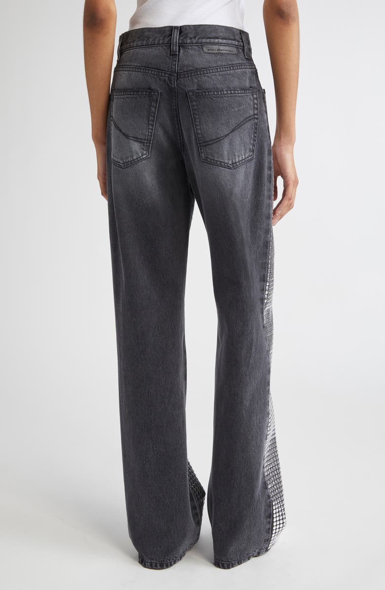 Stella McCartney Mirror Stud Wide Leg Jeans, Alternate, color, Black Denim Wash