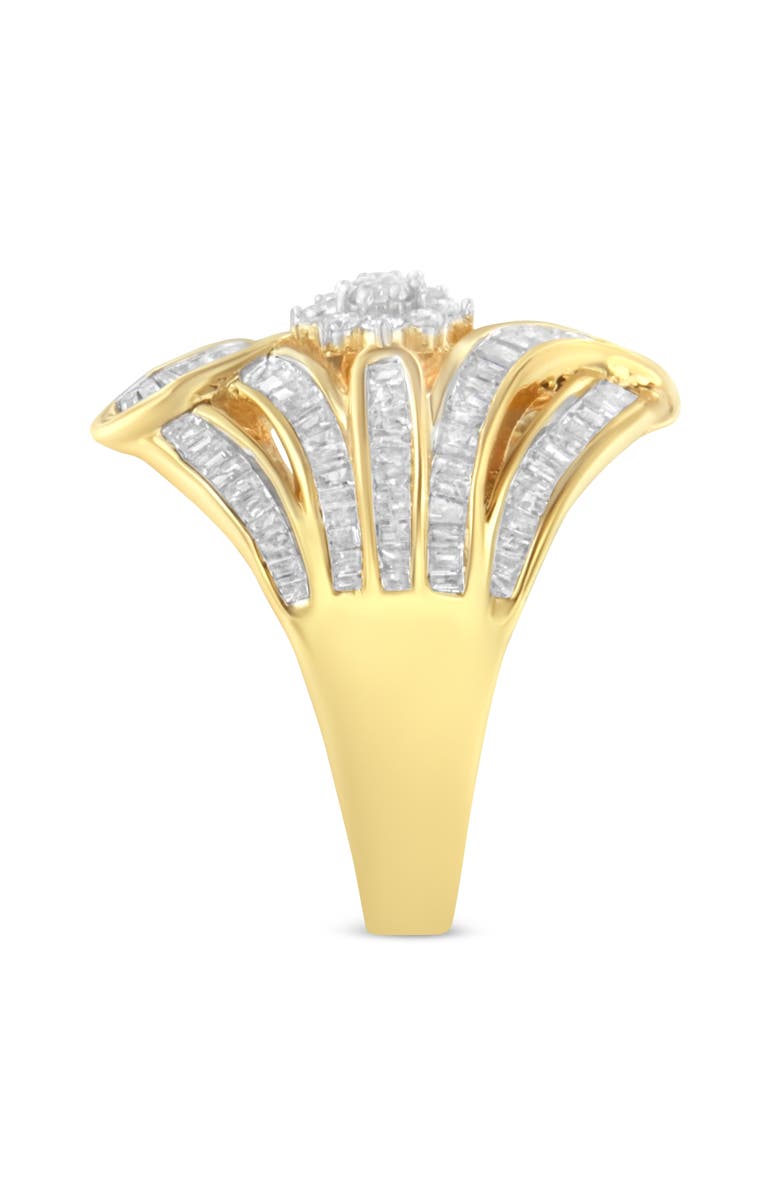 Haus of Brilliance Gold Over Silver 1-1/8 Ctw Diamond 'Flower & Fern' Cocktail Ring, Alternate, color, 
