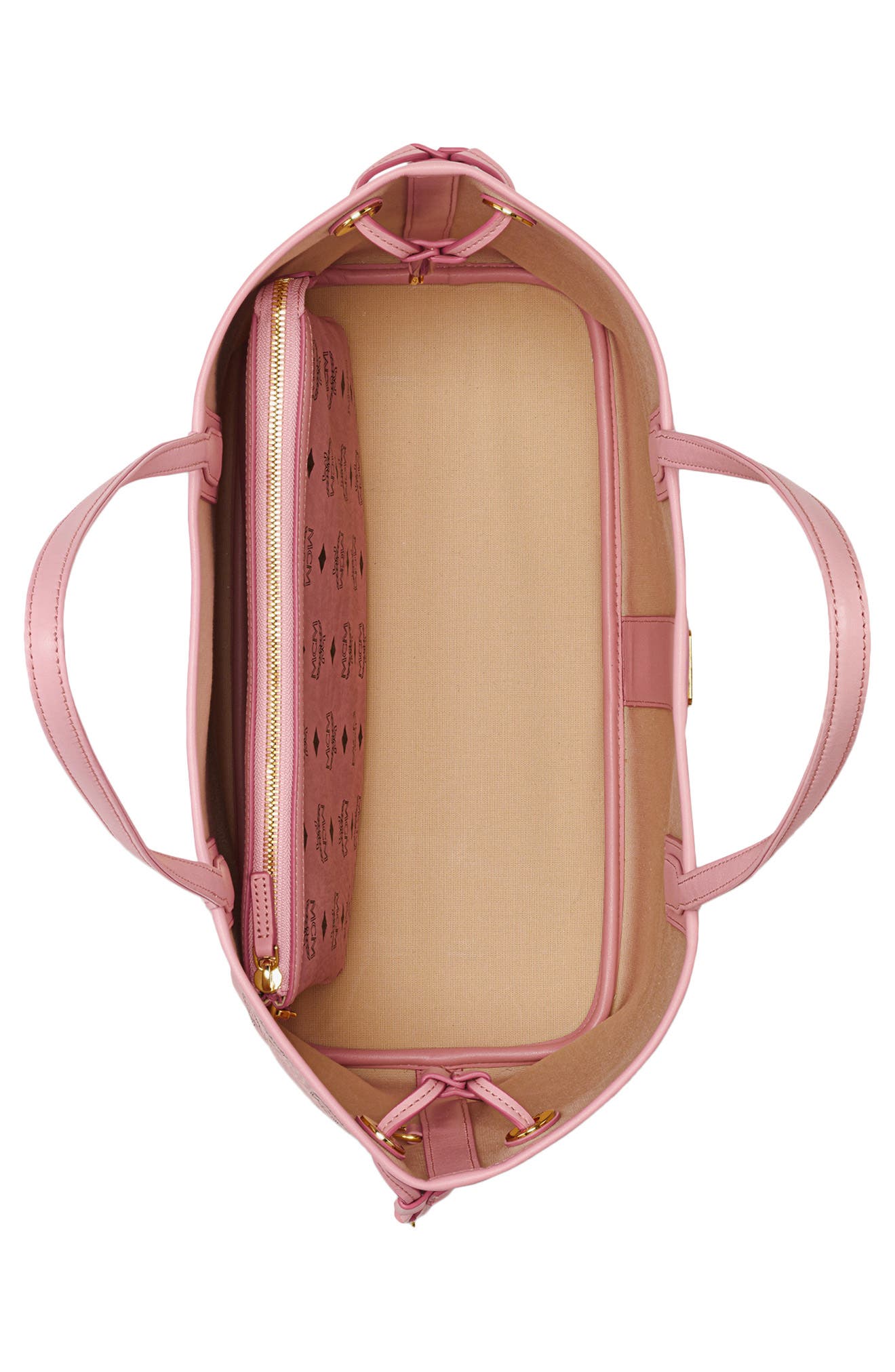 MCM Medium Liz Visetos Coated Canvas Shopper, Alternate, color, Soft Pink