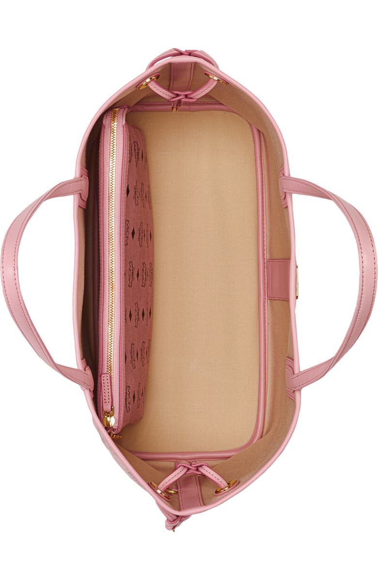 MCM Medium Liz Visetos Coated Canvas Shopper, Alternate, color, Soft Pink